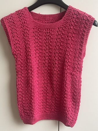 Top d'été rose fuchsia en maille ajourée - Taille XS