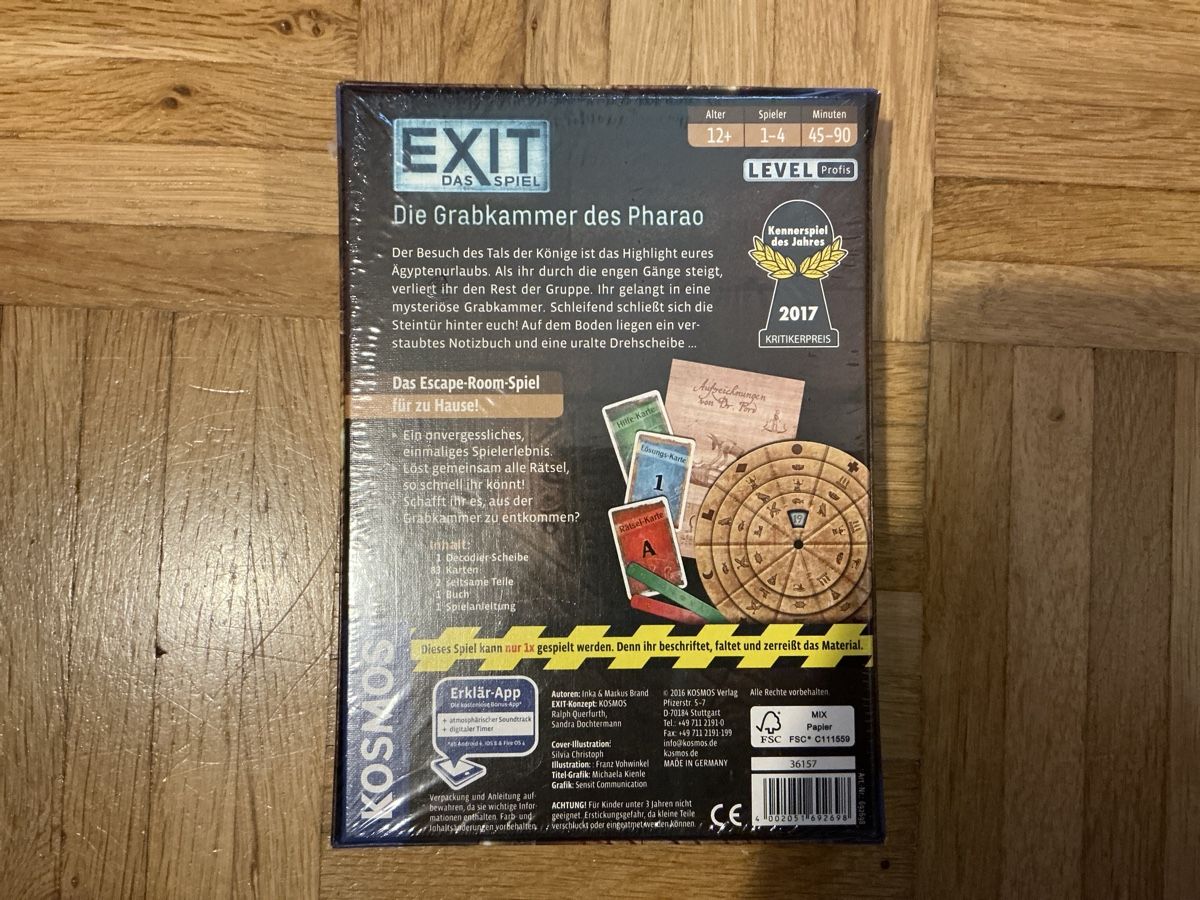Kosmos Jeux: Exit das Spiel: Die Grabkammer des Pharao – Neuf avec emballage d'origine à Gurmels par aro_k5bj 1