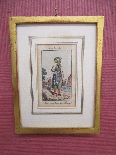 Stiche: Bauernmädchen von Buonas Zug um 1820 – Gebraucht aus Luzern von Horoskop1