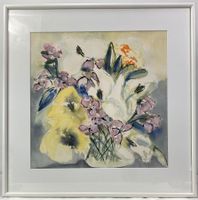 Aquarell Blumenstrauss Stillleben Signiert 90 Vintage Kunst