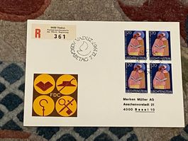 1 Erstagsbrief LI Einschreiben Viererblock 1968