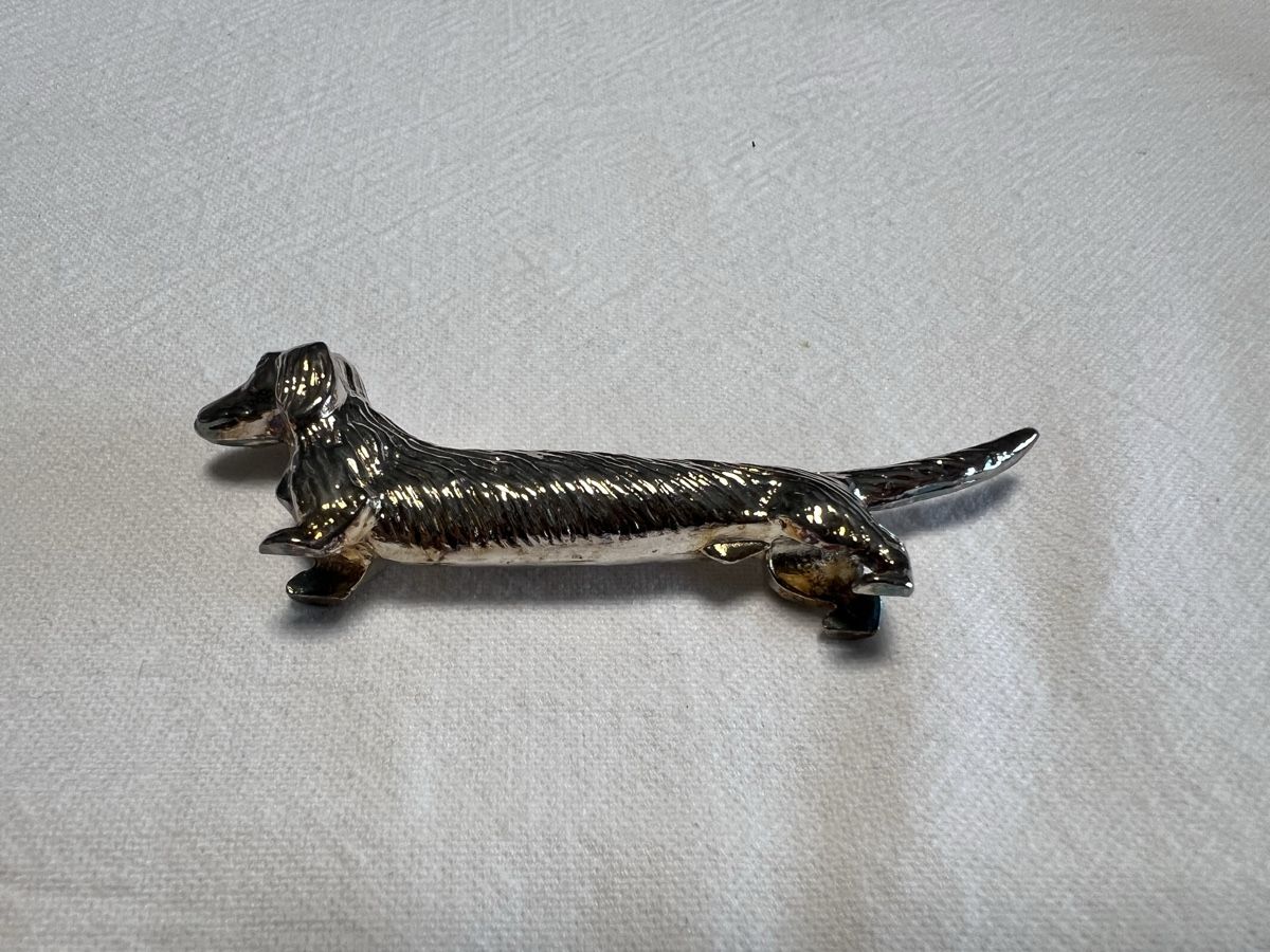 Statuette: Dackel Messerhalter, Silberlook, 3er Set, Tischdeko – Usato da Perlen venduto da Chregle1 2