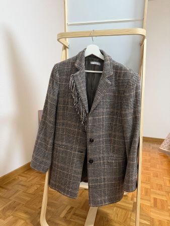 MNG Suit Women’s Wool Blend Coat Size M – Brown/Grey Check