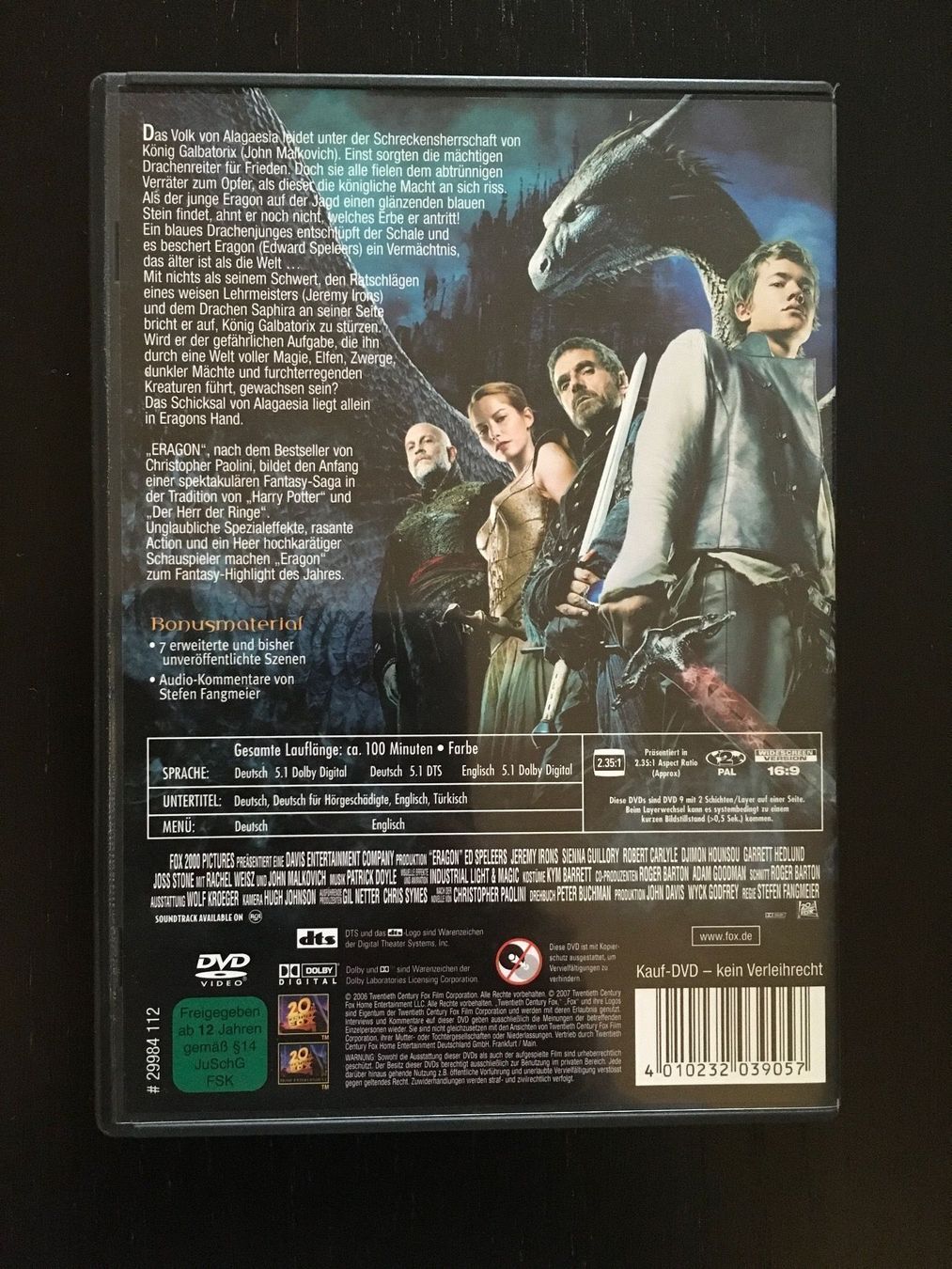Tutti i DVDs: DVD eragon – Usato da Regensdorf venduto da scheissspiel 1
