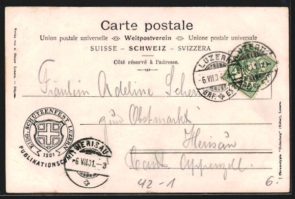 Cartoline postali: Luzern, Eidgenössisches Schützenfest 1 – Usato da Berlin venduto da bartko-reher 1