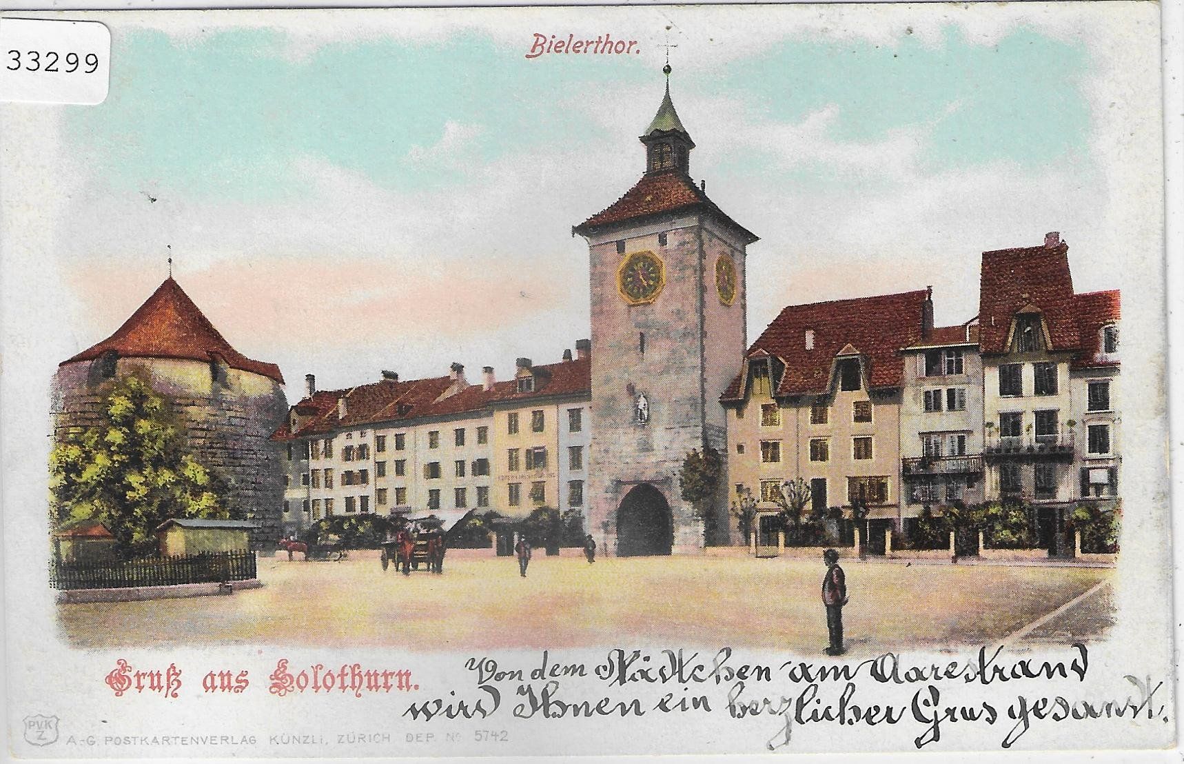 Cartoline postali: Gruss aus Solothurn - Bielerthor - animee belebt – Usato da Ettingen venduto da Kartenplanet