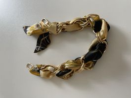 Neue Handtaschen-Kette Gold Optik mit Seidentuch, Top!