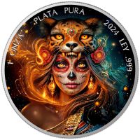 1Unze Mexico Dia de los Muertos Ocelotl Warrior 2024 Color