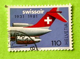  Nr.653 Sonderpostmarken 50 Jahr Swissair GESTEMPELT 1981  ﻿