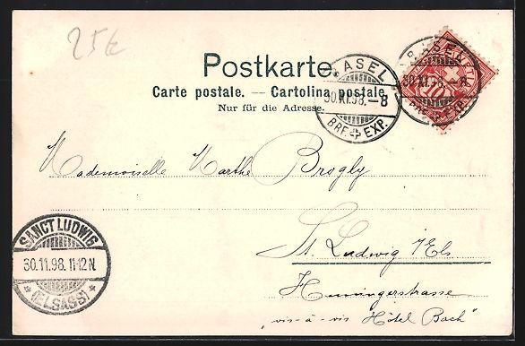 Cartoline postali: Litho Basel, Generalansicht mit Kirche – Usato da Berlin venduto da bartko-reher 1
