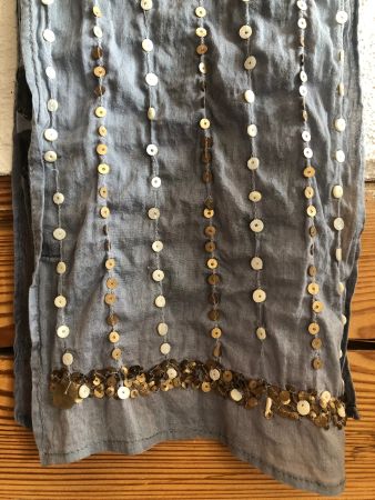Antik Batik Pailletten Schal Frühling Boho grau gold