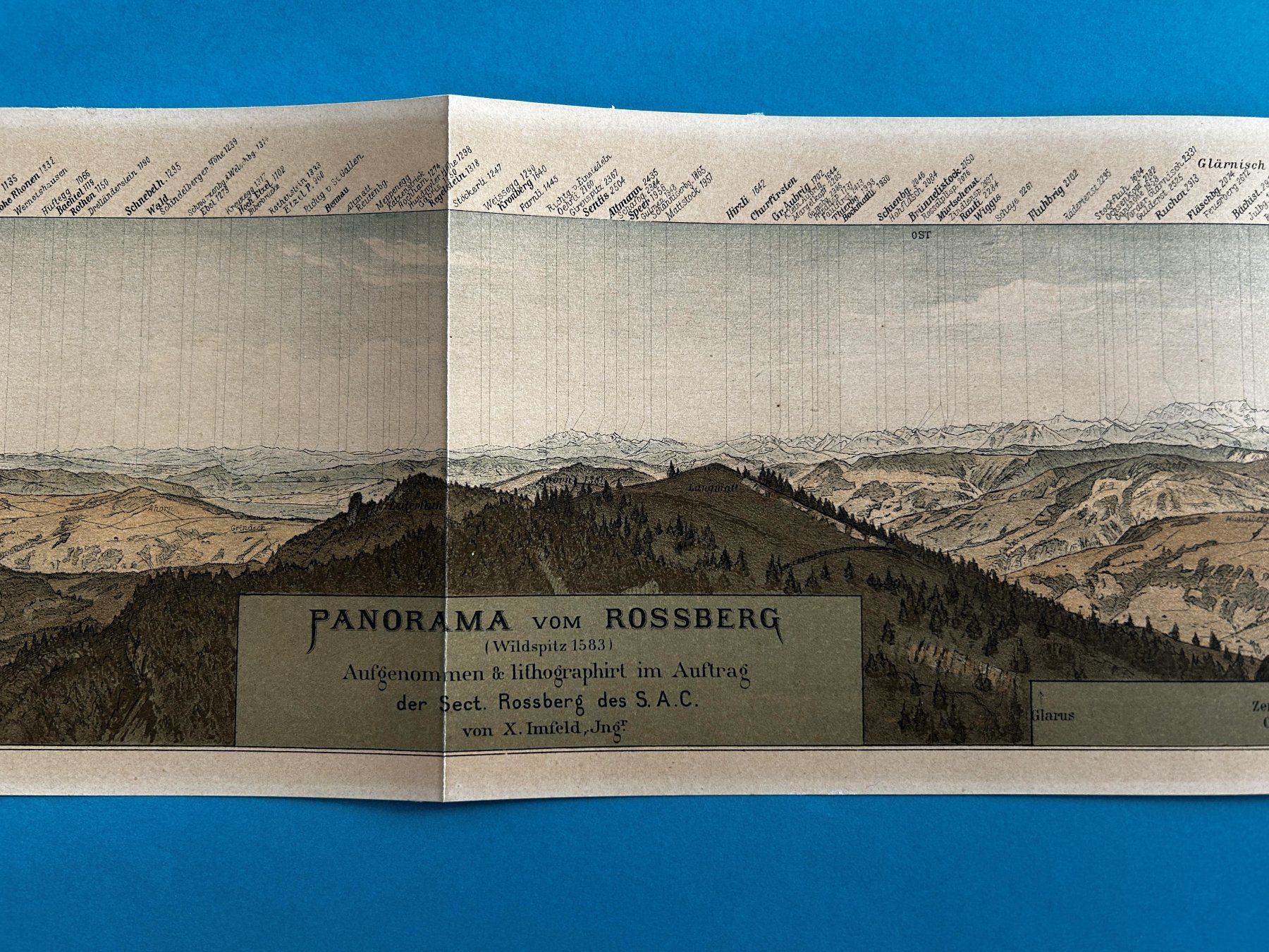 Cartine & Atlanti: PANORAMA VOM ROSSBERG (SAC 1887) – Usato da Zürich venduto da Domus09 3