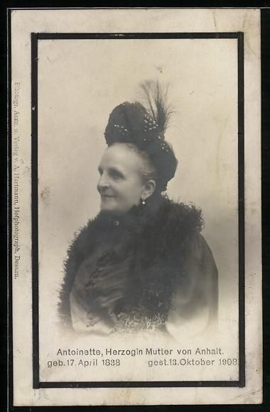 Cartoline postali: Antoinette, Herzogin Mutter von Anhalt 1 – Usato da Berlin venduto da bartko-reher