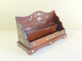 Vintage Klein Ständer, Gewürzständer aus Holz und Perlmutt