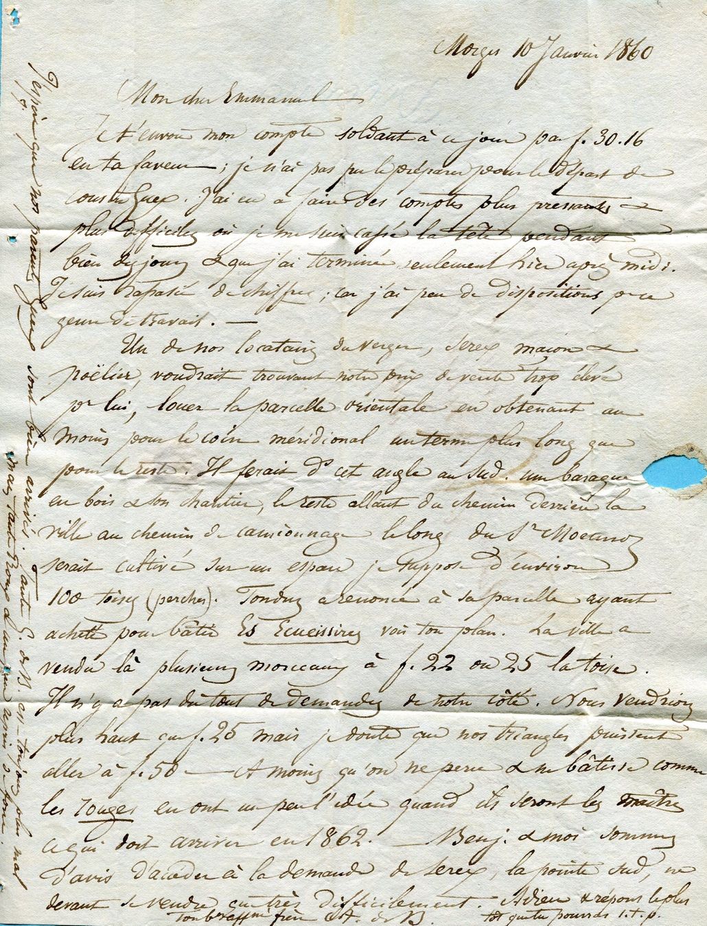 Tous les timbres: Faltbrief von Morges nach Paris 1860 – D'occasion à Opfikon par Prophila 1