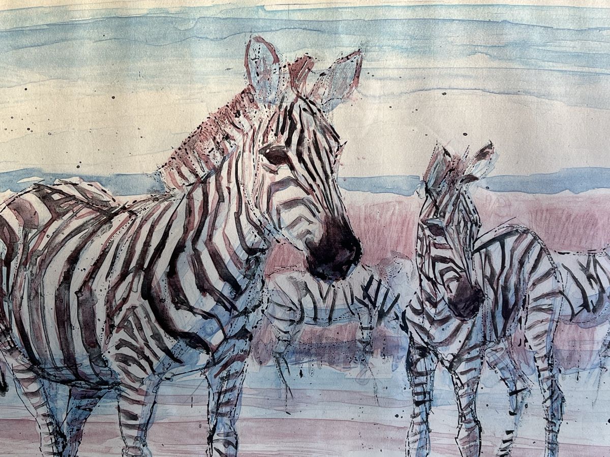 Grafica & Litografie: Zebrapaar von Fritz Hug, Lithografie – Usato da Zürich venduto da juergarno 2