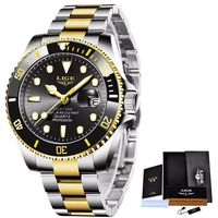 ⌚ Herrenuhr Business Uhr Bicolor Schwarz Quarz Edelstahl NEU