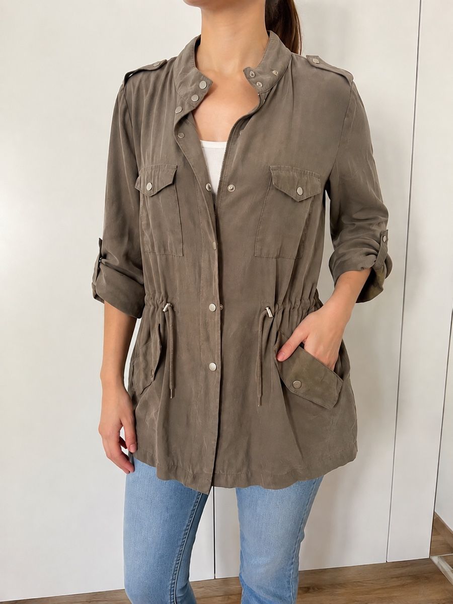 Zara Giacche: Zara Basic Utility-Jacke / Parka in Taupe/Khaki – Usato da Walchwil venduto da Jafra_Cosmetics