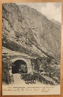 Gotthardstrasse Lawinengalerie mit Postkutsche um 1905
