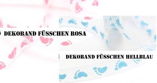 Nastri decorativi: Dekoband Füsschen rosa oder hellblau – Nuovo (secondo la descrizione) da Schlatt TG venduto da mavo85