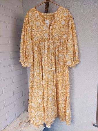 Midi Dress – Hand Block Print in S/M & L/XL