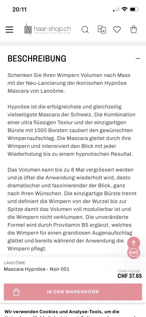 Lancôme Make-up: Lancome Mascara Hypnose black originalverpackt – Nuovo e nell'imballaggio originale da Rüti ZH venduto da kar_xx9l 2