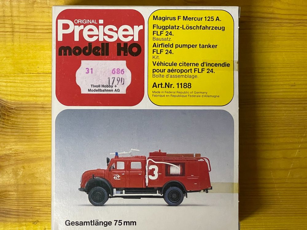 Preiser 1308 H0 – Kit Camion De Pompier Magirus Mercur 120D 10A – échelle 1:87