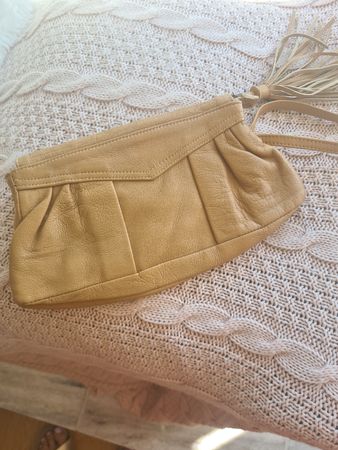 Ledertasche mit Fransen beige Damen neuwertig