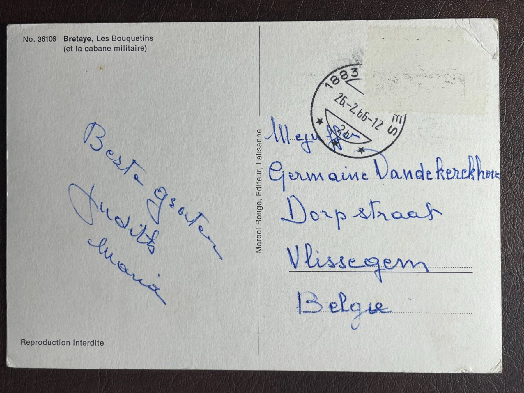 Ansichtskarten: Bretaye, Les Bouquetins – Gebraucht aus Steg VS von danwer74 1