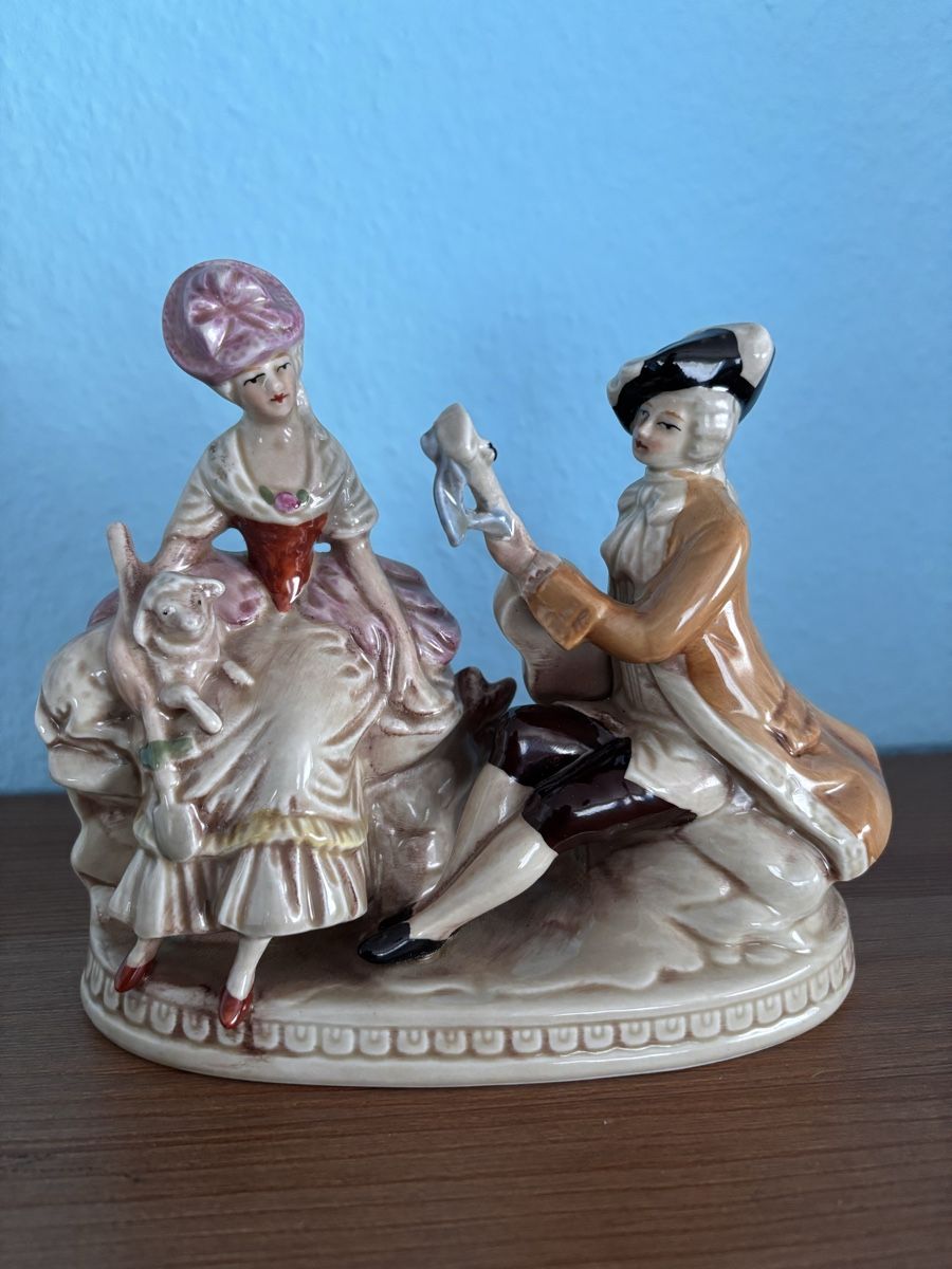 Gräfenthal Porzellan Figur – Galantes Paar mit Schaf & Laute (Neu ...