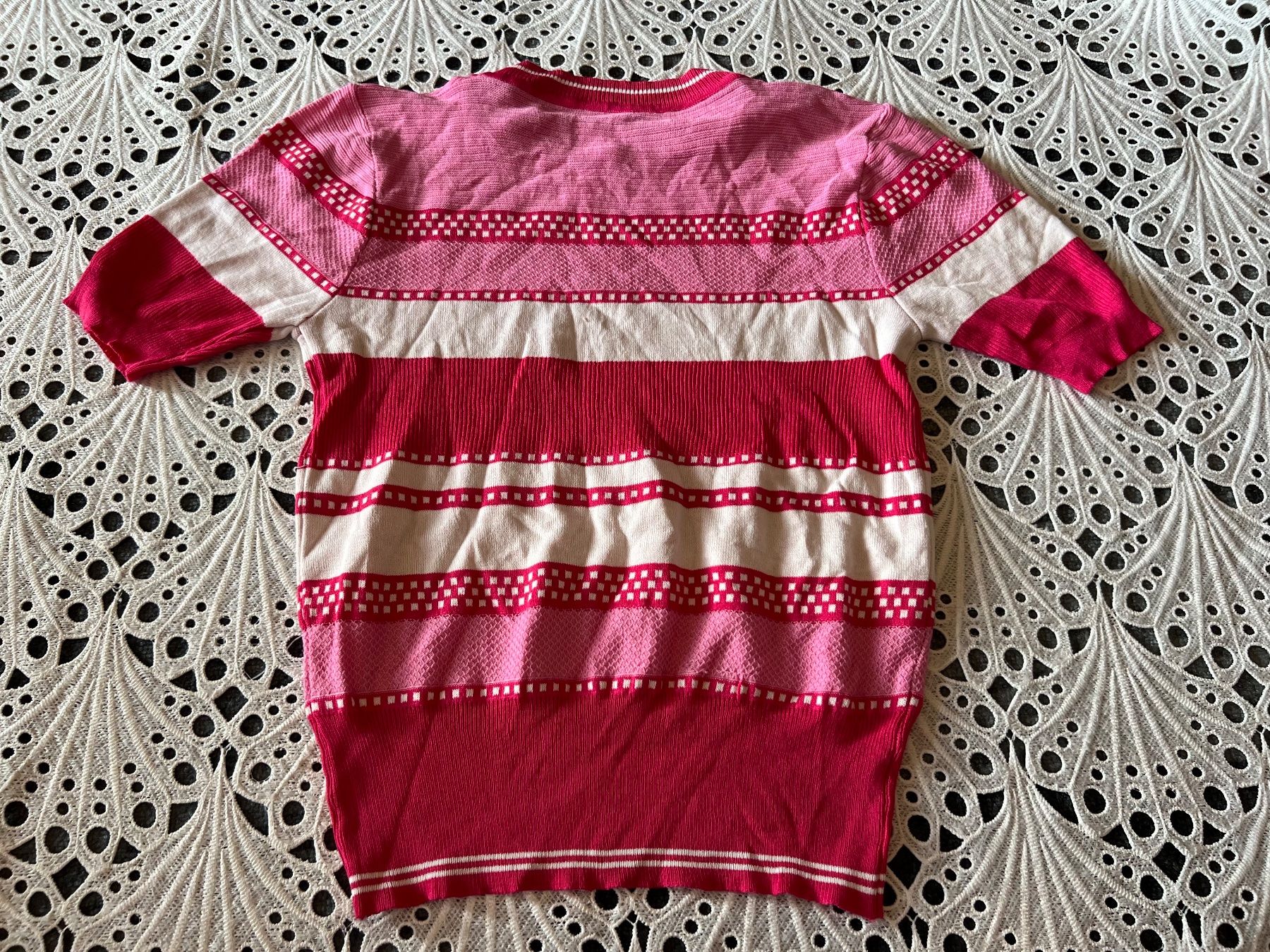 Maglioni & Felpe: Damen Strickpullover Kurzarm Weiss Rosa Gr S - M – Usato da Frenkendorf venduto da Style365 2