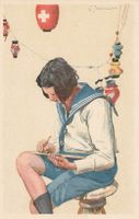Bundesfeierpostkarte Nr. 42, Lernender Knabe,*
