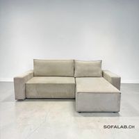 Ecksofa Hellbeige mit Schlaffunktion und Stauraum