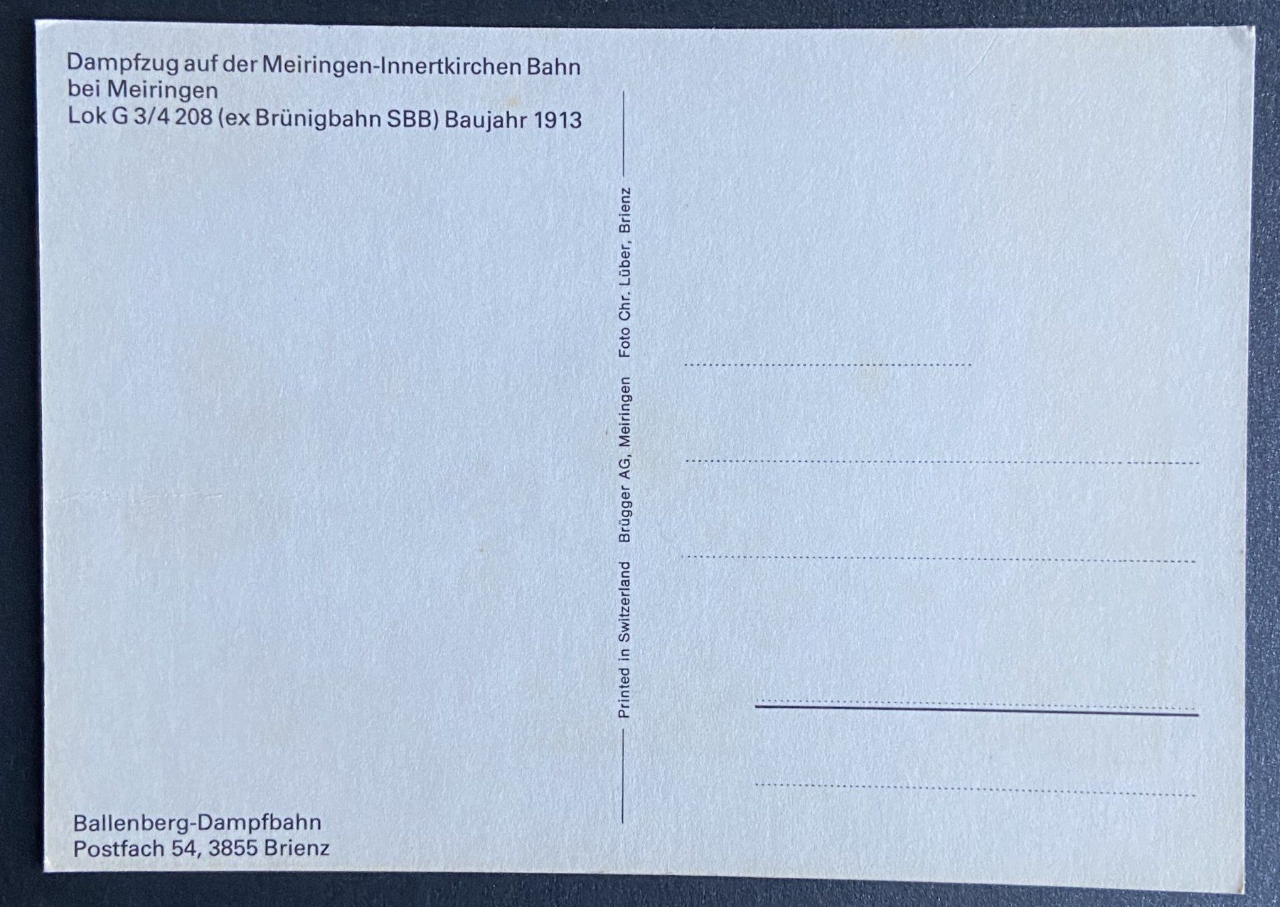Cartes postales: 2 AK Brünig Dampfbahn – D'occasion à Böckten par Hansi36 1