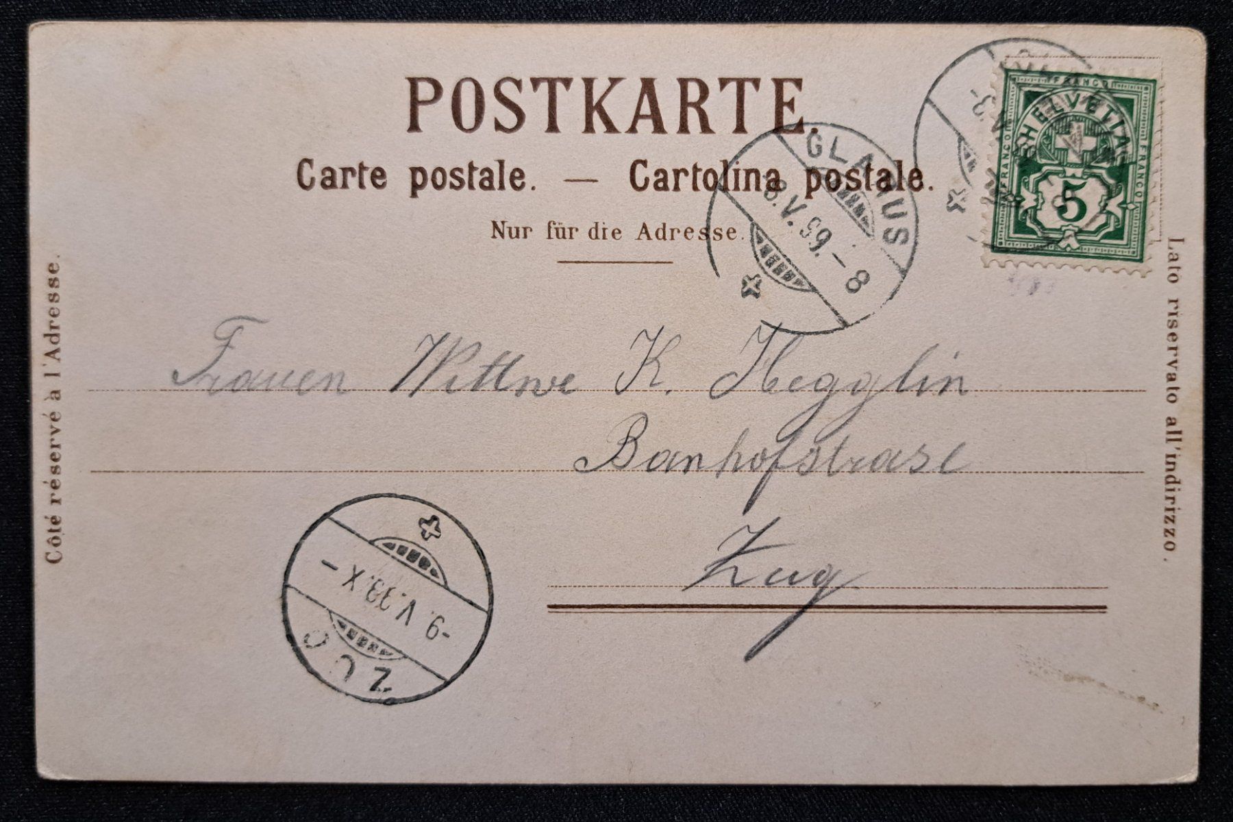 Ansichtskarten: Glarus Landsgemeinde 1899 – Gebraucht aus Unterägeri von PhilatelieStudiger 1