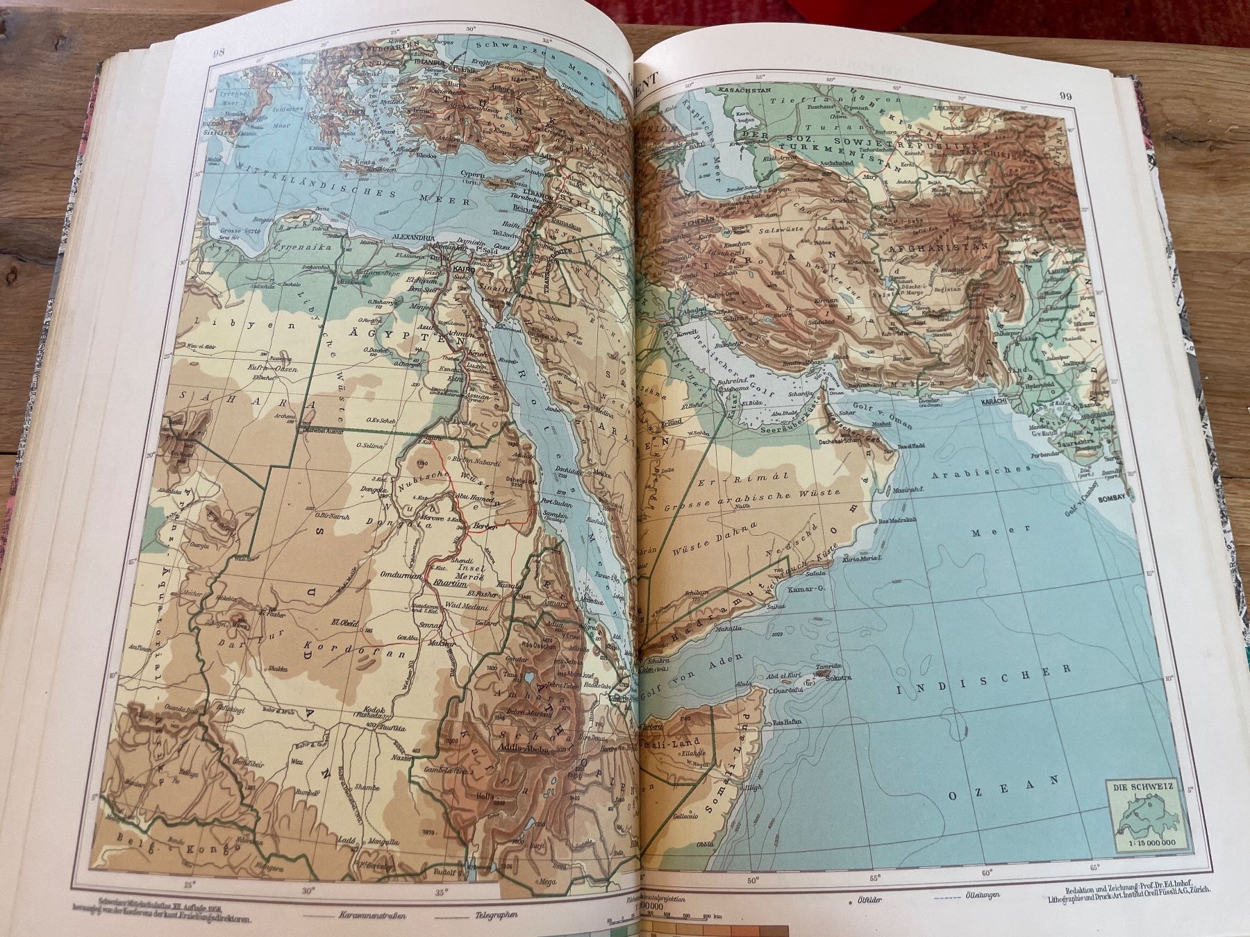 Libri: Schweizerischer Mittelschulatlas 12. Auflage 1958 – Usato da Winterthur venduto da cheerio97 7