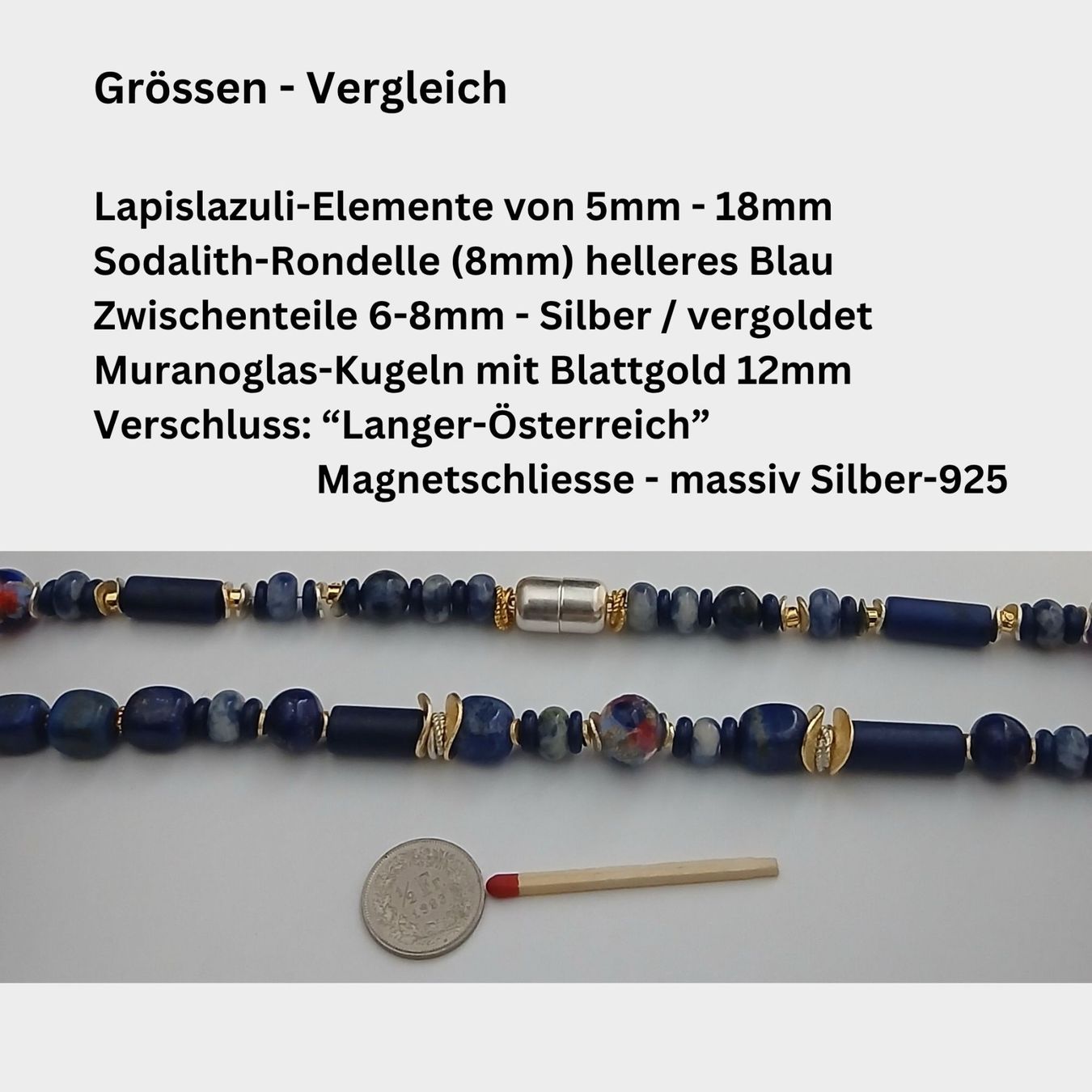 Ketten: Statement Lapislazuli  Murano Halskette  Unikat Silber – Neu und originalverpackt aus Lütisburg von Emarra 1