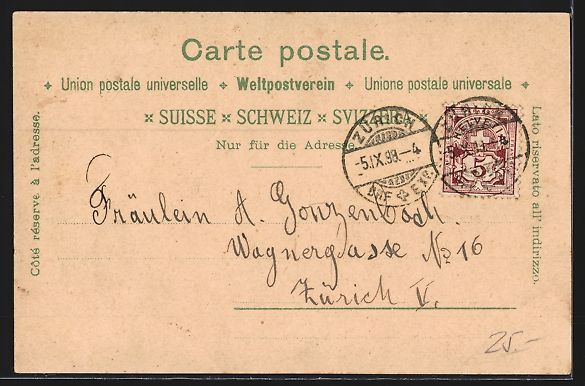 Ansichtskarten: Litho Zürich, Paradeplatz, Teilansicht  – Gebraucht aus Berlin von bartko-reher 1
