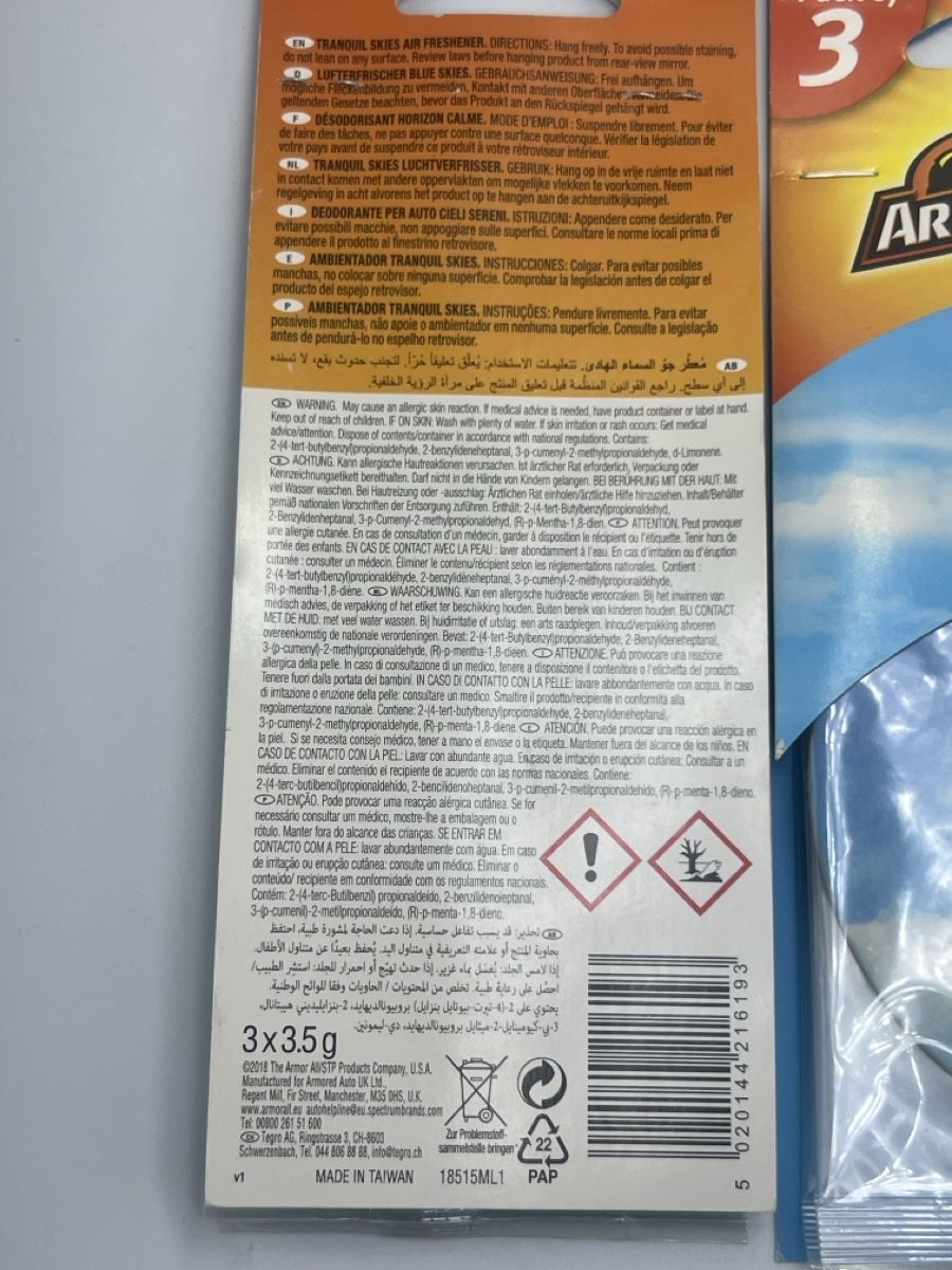 Bombes aérosol: Armor All Auto Duftbäume "Tranquil Skies" - 6er Pack – Neuf avec emballage d'origine à Emmen par VK-Retail 2