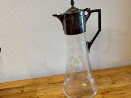 Jugendstil Glaskaraffe Kristall / Versilbert Vintage