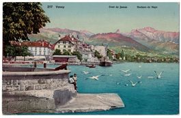 Vevey, scène du port, circulée 1912