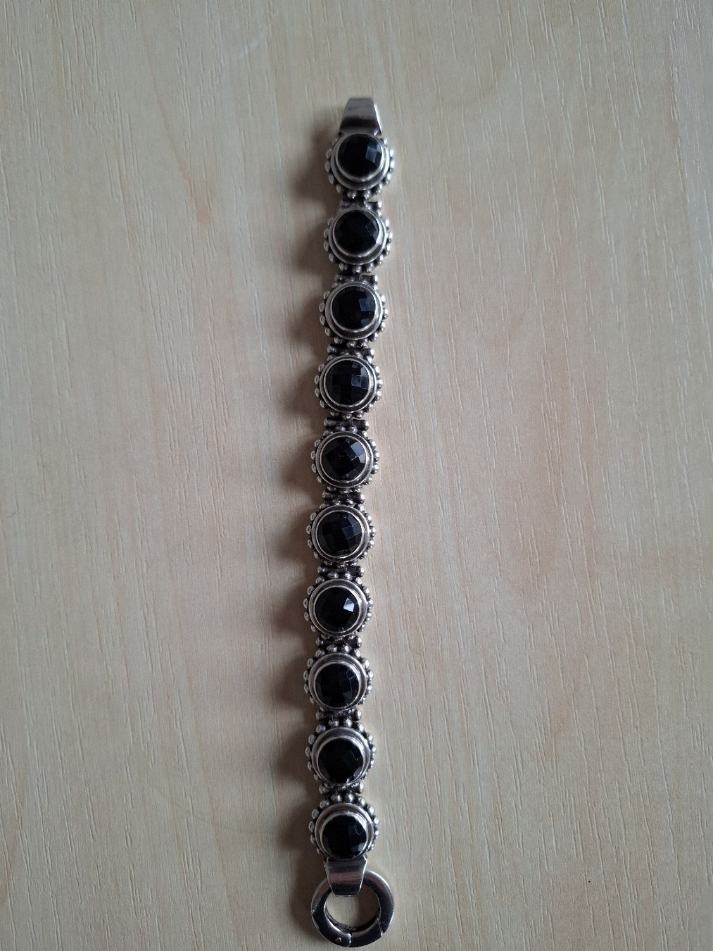 Onyx Bracciali & Braccialetti: Silberarmband massiv mit Onyxsteinen – Nuovo (secondo la descrizione) da Buochs venduto da LUINO7 2