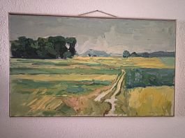 Gemälde Martin Hofmann 1976Landschaft Öl auf Leinwand