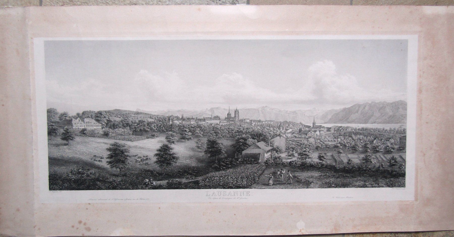Stiche: Lausanne grosses Panorama von Wegelin selten – Gebraucht aus Rafz von Helvet32
