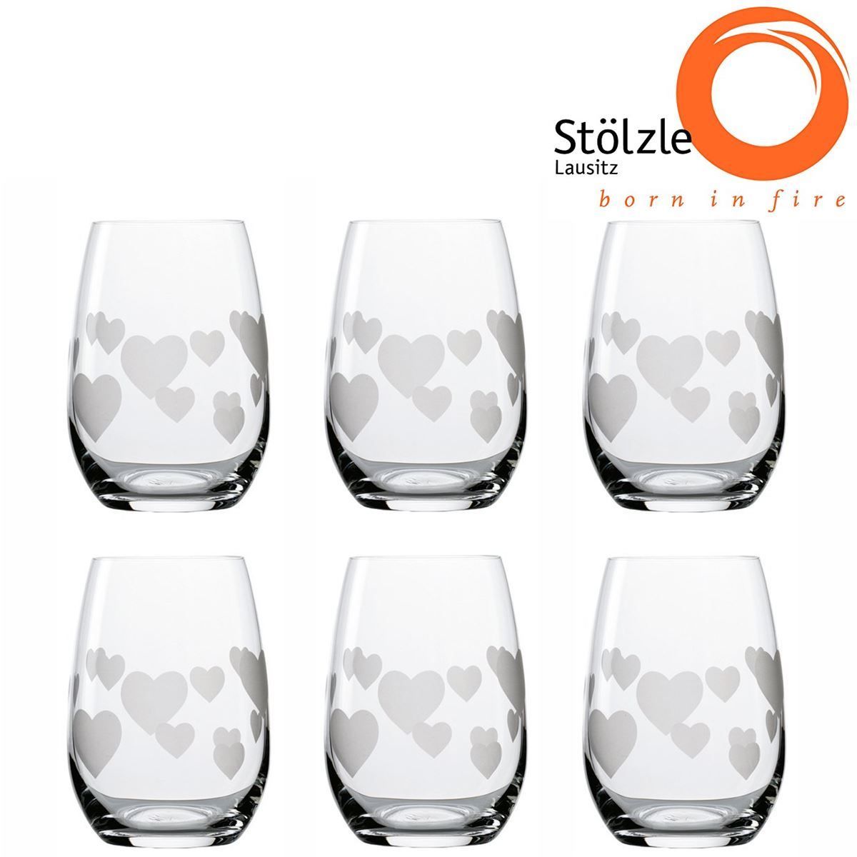 Bicchieri: 6 Stk Trinkgläser mit Herzen satiniert – Nuovo e nell'imballaggio originale da Wettingen venduto da kochshop 1