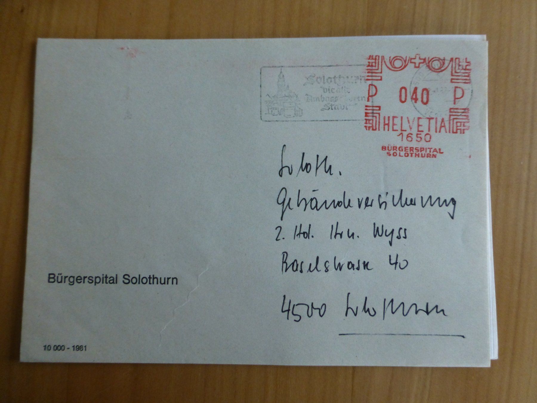 Foto & Immagini: Solothurn, Bürgerspital 1982 – Usato da Bettlach venduto da 1saurer