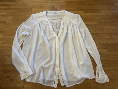 BA&SH, chemisier évasé en coton viscose, blanc cassé, 