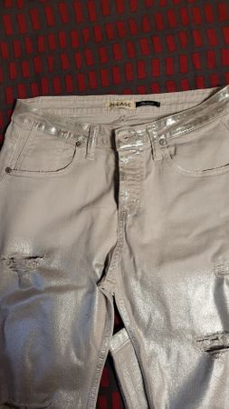 Jeans Please Argenté, taille M, parfait pour l'été!