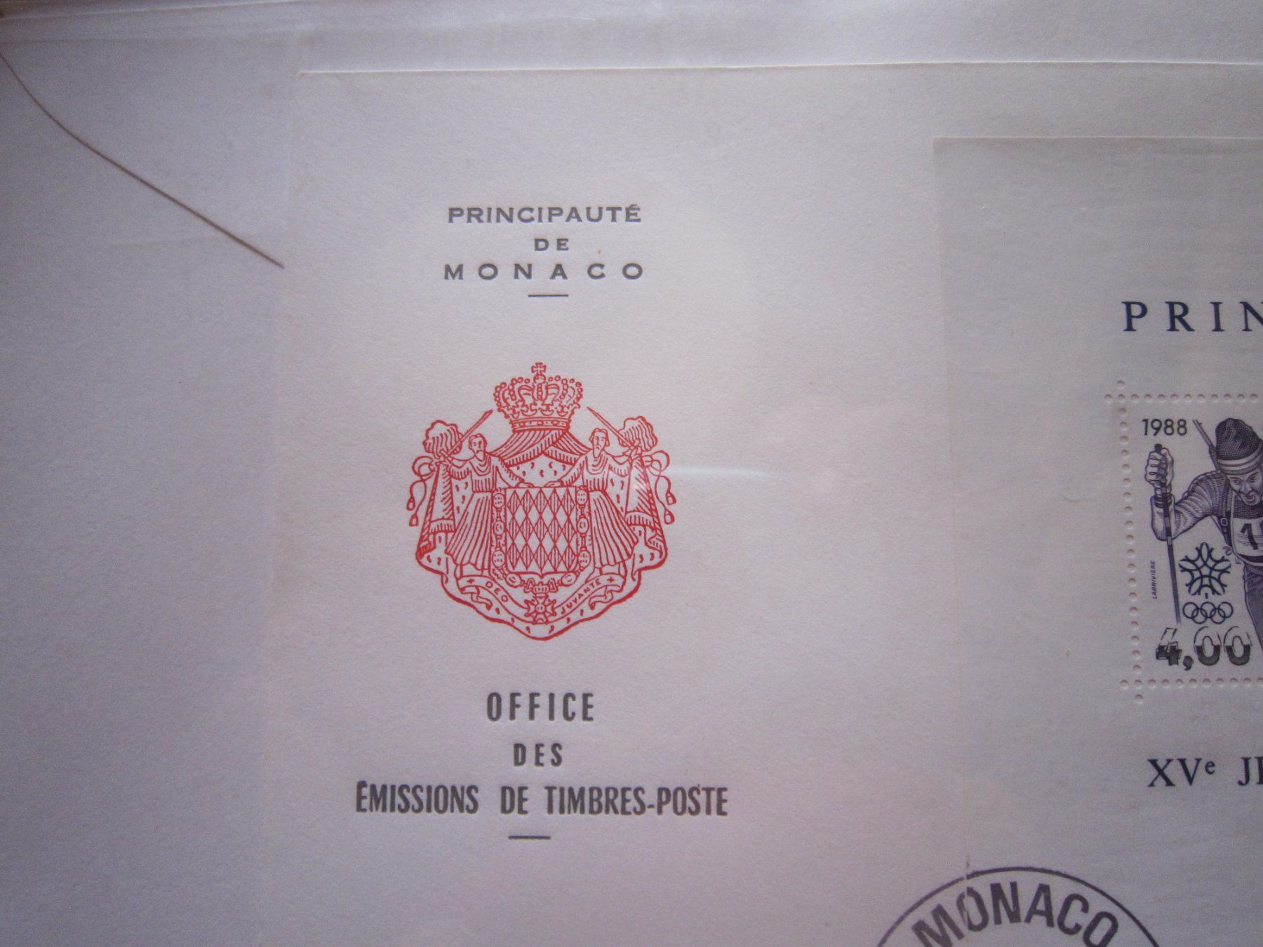 Tous les timbres: 1988 MONACO schöner Block Calgary – D'occasion à Gordola par Polentaefung 2