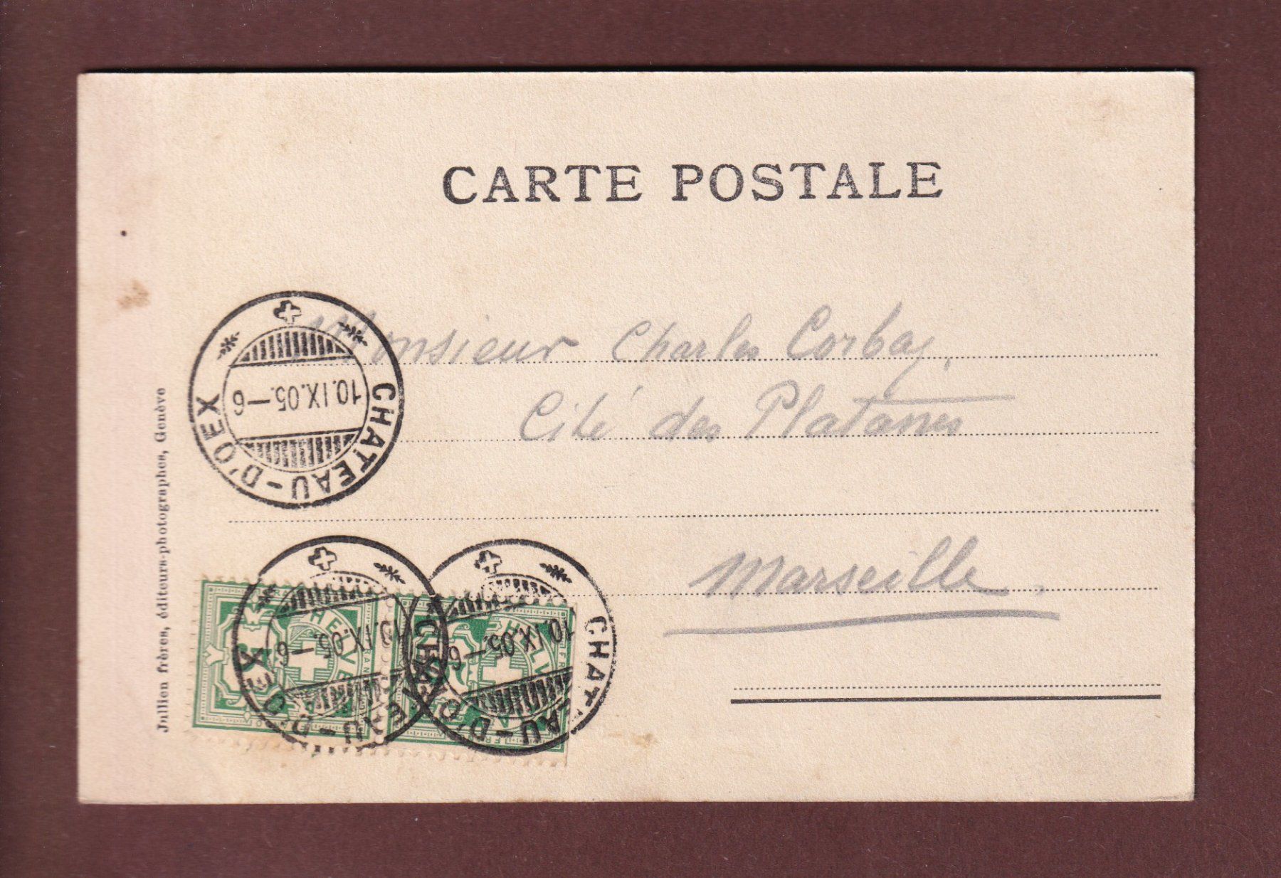 Cartoline postali: CHÂTEAU D'OEX - Gumfluh - 1905 – Usato da Pully venduto da nicecards 1